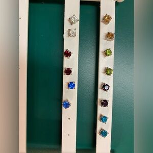 Set of 7 Multi-Color Stud Earrings Set